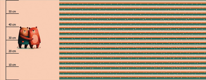 BEARS IN LOVE 2 - panoramic panel looped knit (60cm x 155cm)