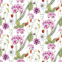 FLOWERS AND WILD STRAWBERRIES (IN THE MEADOW) - single jersey with elastane