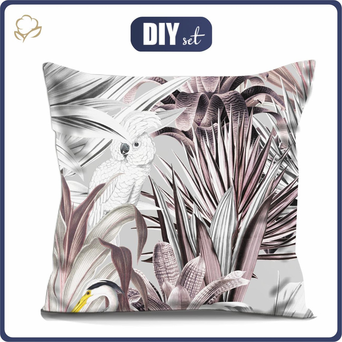 PODUSZKA 45X45 - LUXE TROPICAL wz. 2 - welur tapicerski - zestaw do uszycia