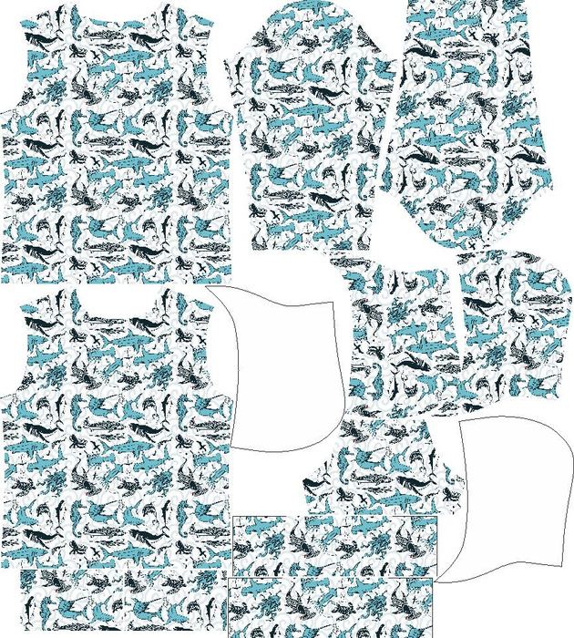 MEN’S HOODIE - OCEAN - sewing set M