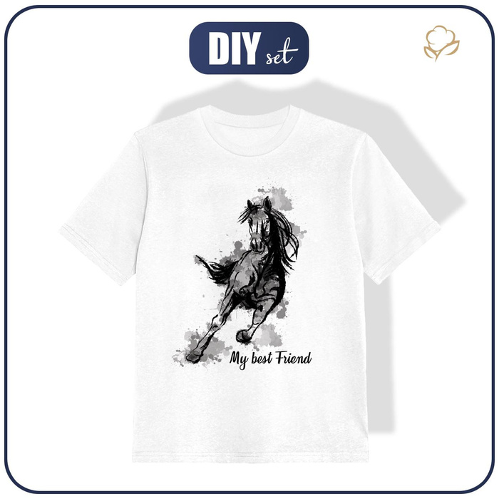 KID’S T-SHIRT (128/134) - HORSE pat. 5 - Single Jersey