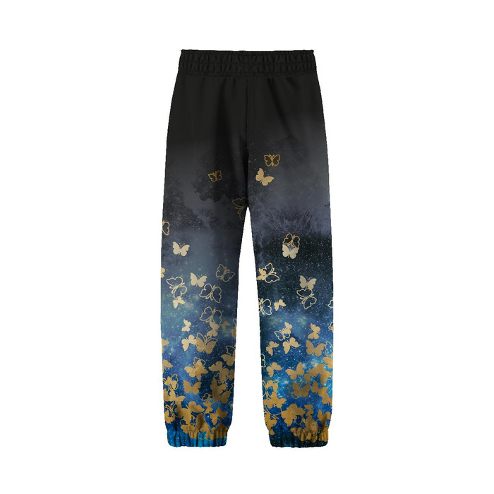 CHILDREN'S SOFTSHELL TROUSERS (YETI) - BUTTERFLIES / gold - sewing set (158-164)