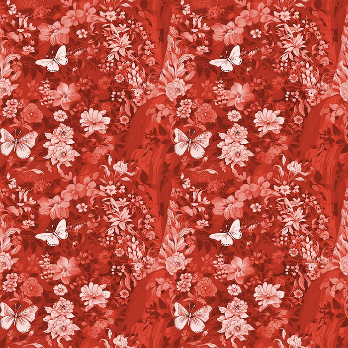 LUSCIOUS RED / FLOWERS - Lycra 300g
