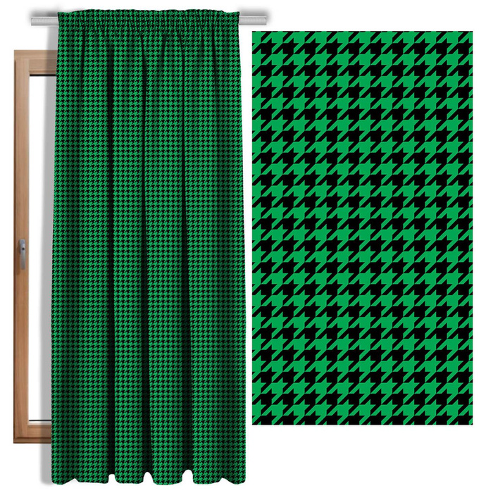 BLACK HOUNDSTOOTH / green- single jersey with elastane ITY