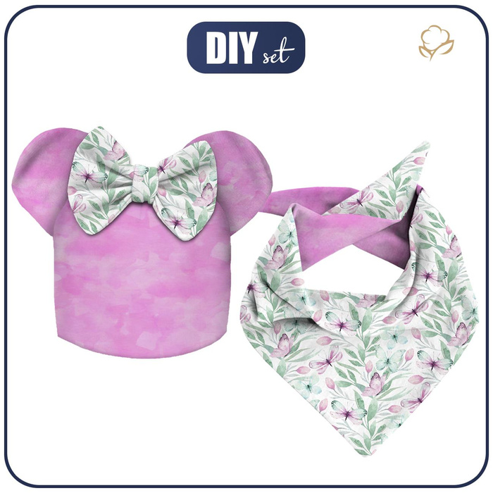 KID'S CAP AND SCARF (MOUSE) - BUTTERFLIES MIX PAT.1 (WATER-COLOR BUTTERFLIES) 48-50
