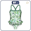 Girl's swimsuit - PALM LEAVES pat. 4 (white) - 134-140