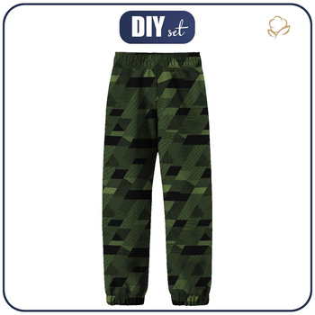 CHILDREN'S SOFTSHELL TROUSERS (YETI) - GEOMETRYCZNE MORO WZ. 1 - sewing set (86/92)