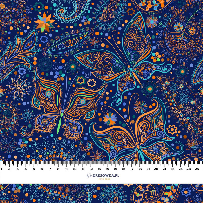 ETNO SCHMETTERLINGE- Single Jersey mit Elastan