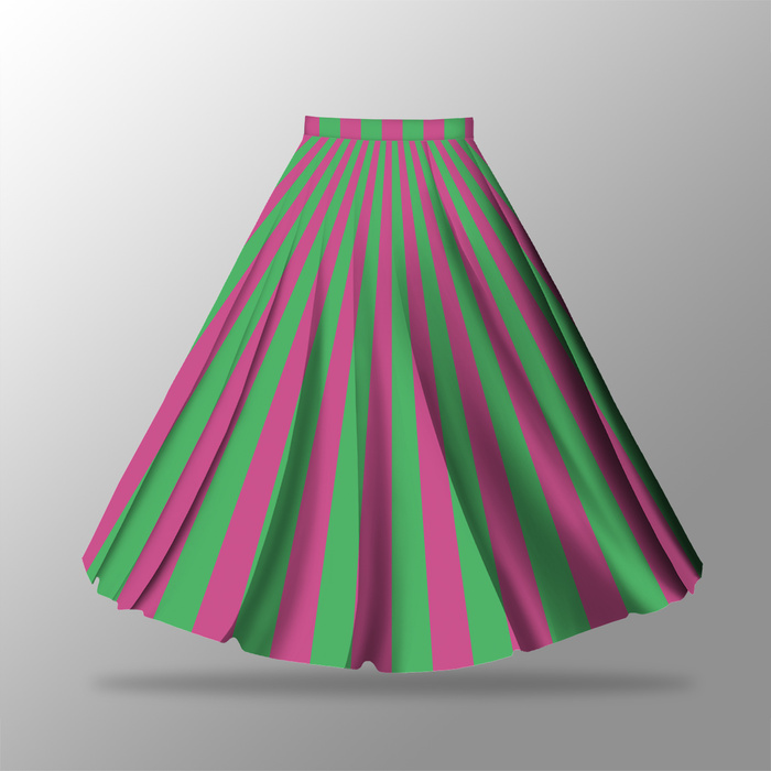 Maxirock Panel - Viskose Jersey - PINK-GREEN STRIPES