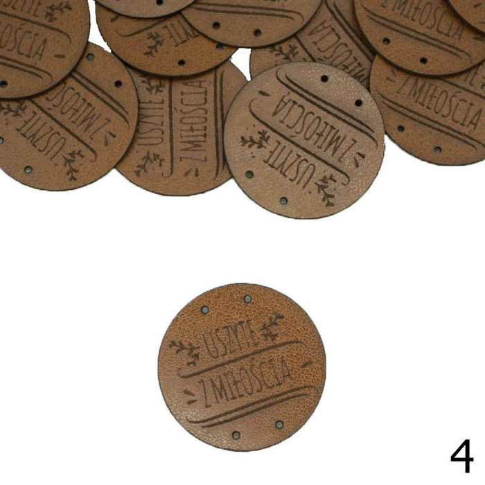 Cedulka ''USZYTE Z MIŁOŚCIĄ'' průměr 3cm - barva na výběr