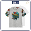 KID’S T-SHIRT- DINO TILES PAT. 6/ melange light grey- single jersey