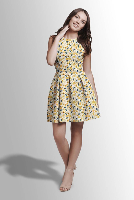 SMALL FLOWERS pat. 2 / white - Viscose jersey