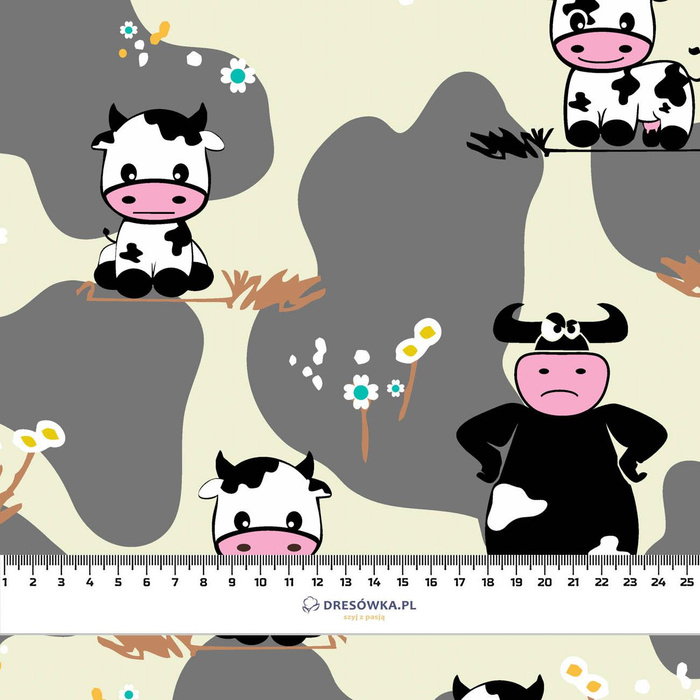 COWS ON BEIGE - Cotton muslin