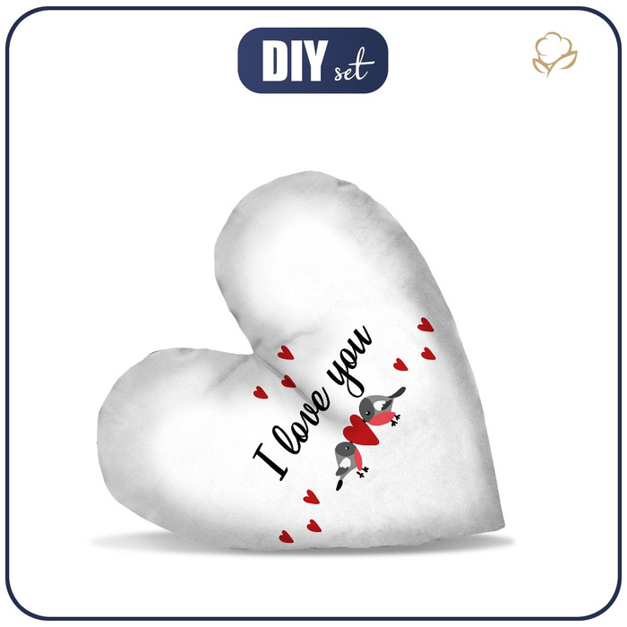 DECORATIVE PILLOW HEART - I love you / BIRDS