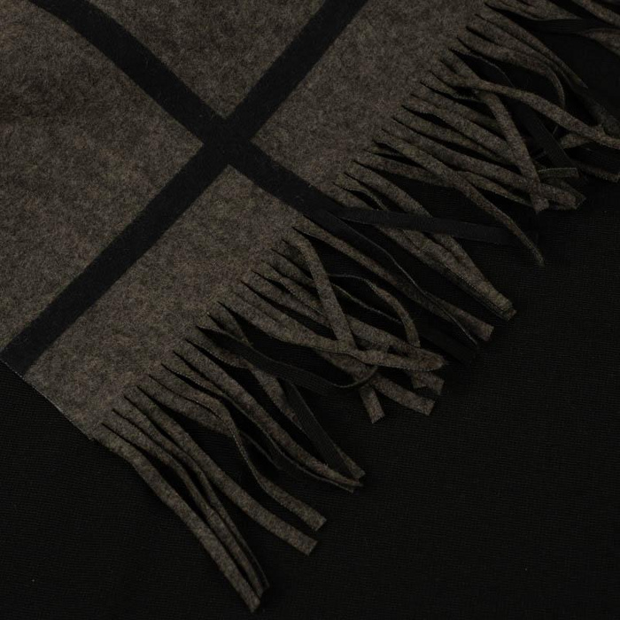 BLACK CHECK / beige - PUNTO BRUSHED ON BOTH SIDES WITH FRINGES