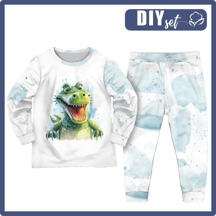 CHILDREN'S PAJAMAS " MIKI" - WATERCOLOR CROCODILE - sewing set (122/128)