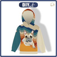 KID'S HOODIE (ALEX) - BULLDOG / STRIPES - looped knit fabric (98/104)