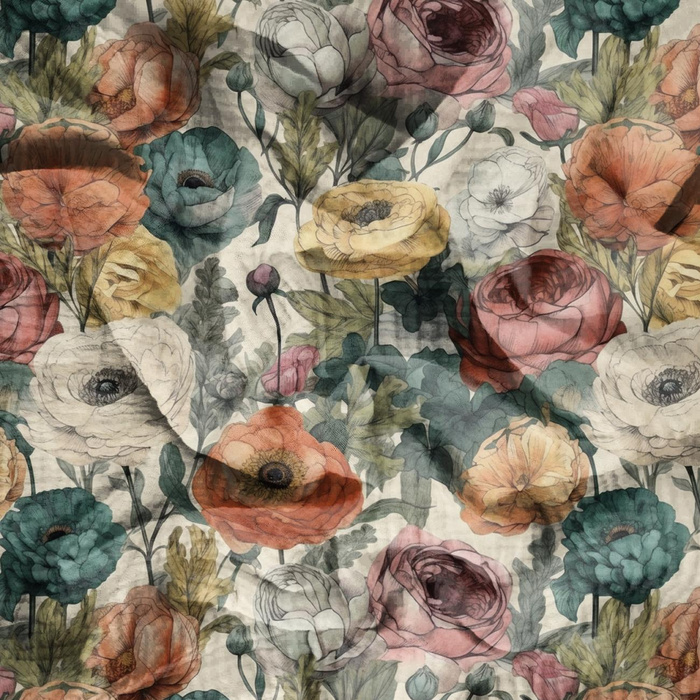 FLOWERS WZ.54 - Baumwoll Musselin