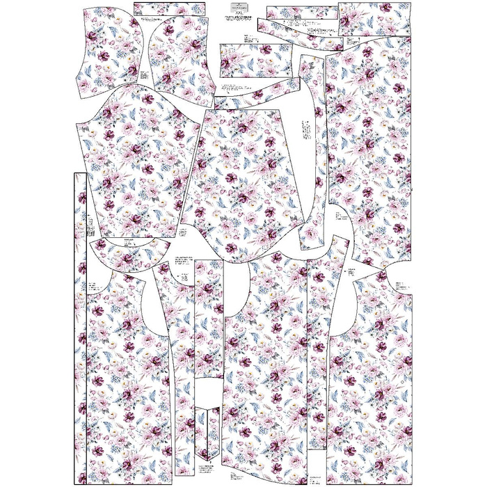 WOMEN'S PARKA (ANNA) - WATERCOLOR BOUQUET Pat. 2 - softshell L