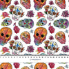SKULLS pat. 3 / white (DIA DE LOS MUERTOS) - Viscose jersey