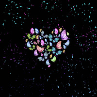 HEART / butterflies -  PANEL (60cm x 50cm) looped knit fabric with elastane ITY
