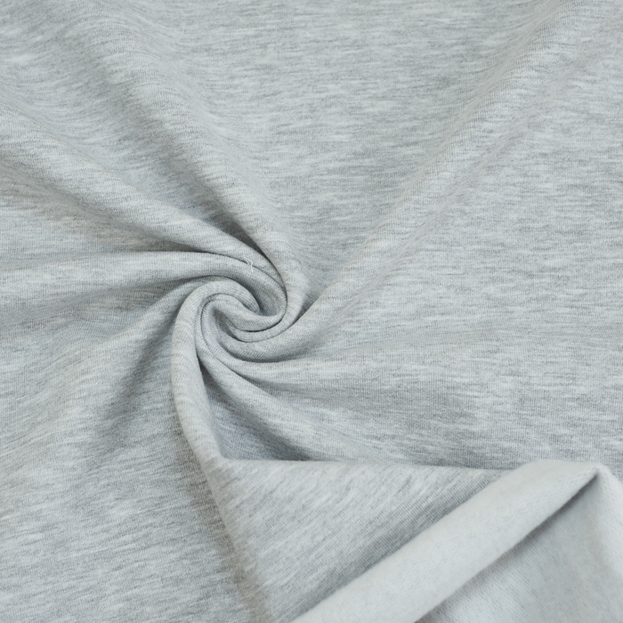 Baumwolle Wintersweat angeraut mit Elastan 250g - MELANGE HELLGRAU