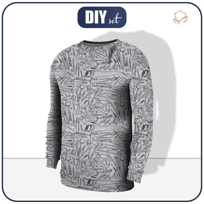 MEN’S SWEATSHIRT - TOOLS ( grey ) / melange light  grey - Elastic brushed knit fabric XXXL