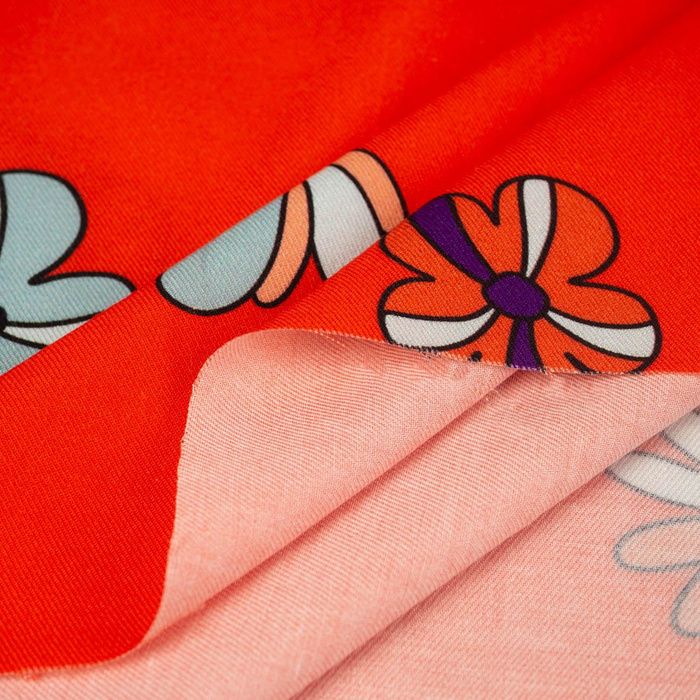 BEMALTE BLUMEN / rot - Viskose Webware