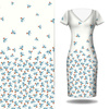 BLUE LEAVES / white - dress panel crepe