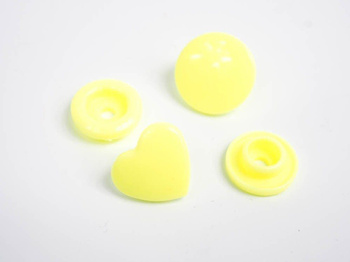 Patentky KAM srdce 12mm - žlutý neon 10 sad