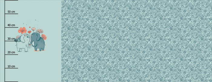 ELEPHANTS IN LOVE - panoramic panel looped knit (60cm x 155cm)