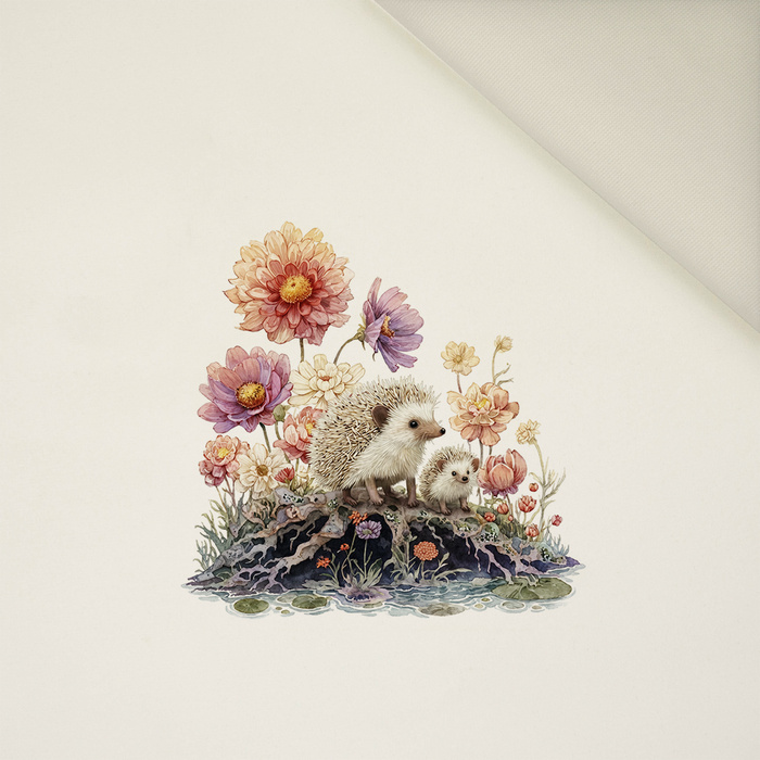 HEDGEHOG FAMILY - Panel (60cm x 50cm)  Polster- Velours
