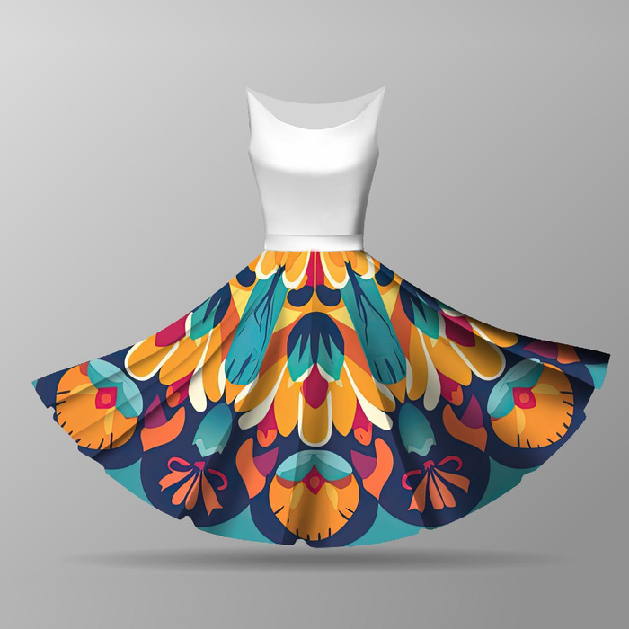 VINTAGE FLOWERS - circle skirt panel