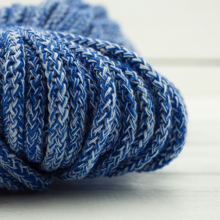 Sznurek bawełniany okrągły 5mm - melanż niebieski