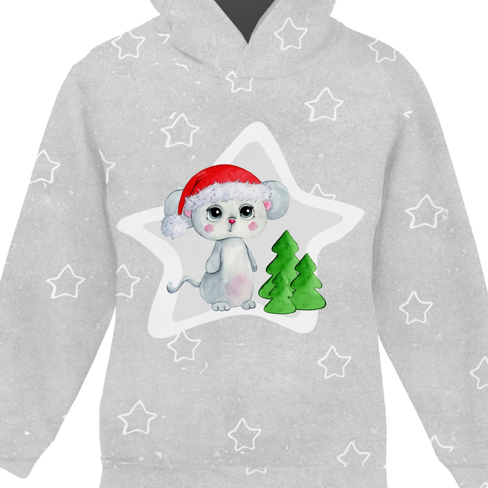 KID'S HOODIE (ALEX) - BLANKA THE WINTER MOUSE - looped knit fabric (110/116)