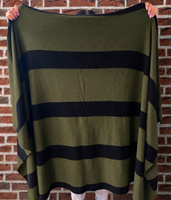 STREIFEN OLIVE - SCHWARZ - Strickpullover aus Schmirgel 270g