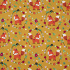 FOXES (wreaths) / mustard - POPLIN 100% cotton