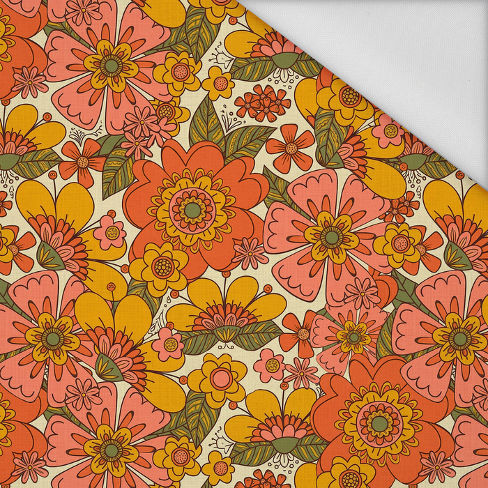 FLOWERS PAPAYA ORANGE WZ. 7 - Waterproof woven fabric