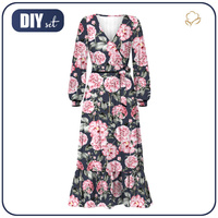 UMSCHLAG KLEID MIT RÜSCHEN (ABELLA) - ROSA PFINGSTROSEN M. 2 - Nähset M