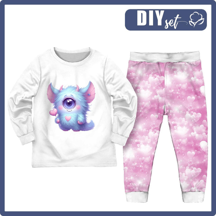 KINDERPYJAMAS "MIKI" - VALENTINE'S DAY / MONSTER - Nähset (110/116)