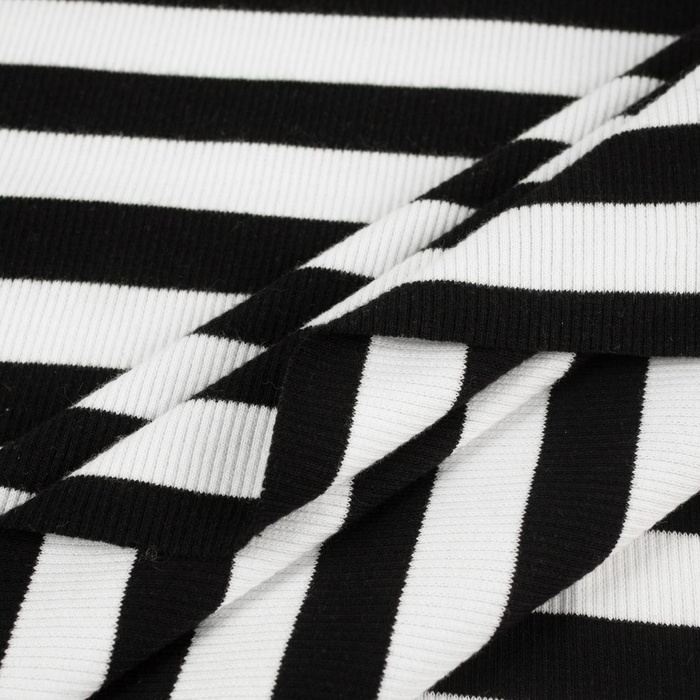 Rib Jersey fabric Unicolour - STRIPES / BLACK