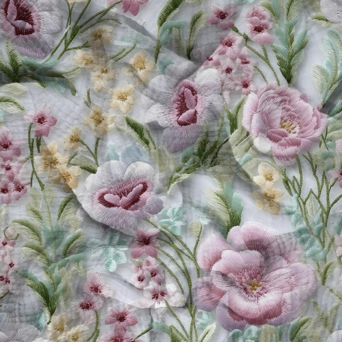 FLOWERS 3D M. 8 - Baumwoll Musselin