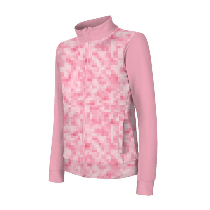 DZIECIĘCA BLUZA SPORTOWA (MAX) - PIKSELE WZ. 2 / różowy - dzianina funkcyjna (122/128)