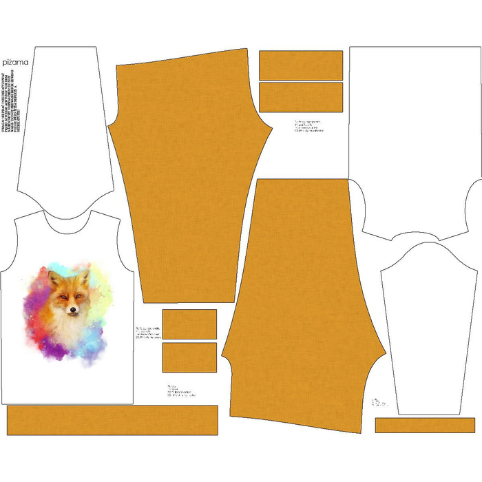 KINDERPYJAMAS "MIKI" - FUCHS / regenbogenfarbig - Nähset