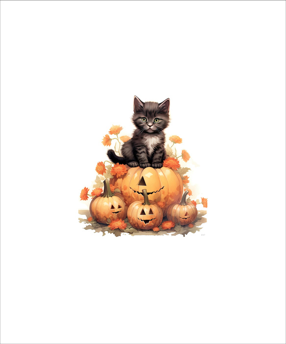 HALLOWEEN CAT - panel (60cm x 50cm) looped knit