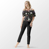 PASTELL BLUMEN / schwarz - Wasserabweisende Webware