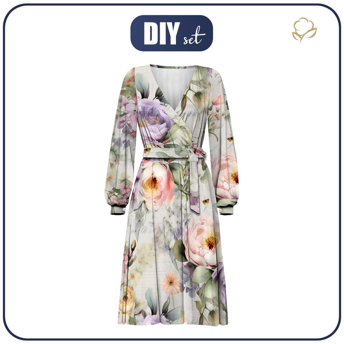 WRAP MIDI DRESS (BIANCA) - VINTAGE FLOWERS - sewing set XXL