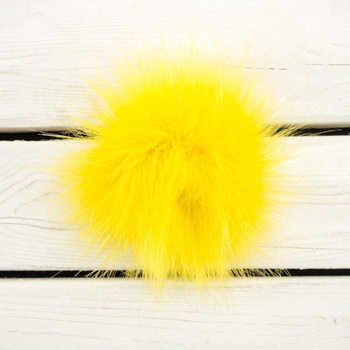 Kunstfell Pompon 12 cm -  zitrone