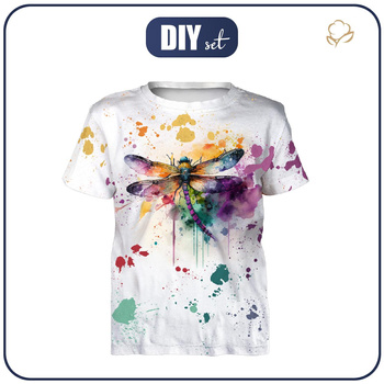 T-SHIRT DZIECIĘCY - WATERCOLOR DRAGONFLY - zestaw do uszycia (140/146)