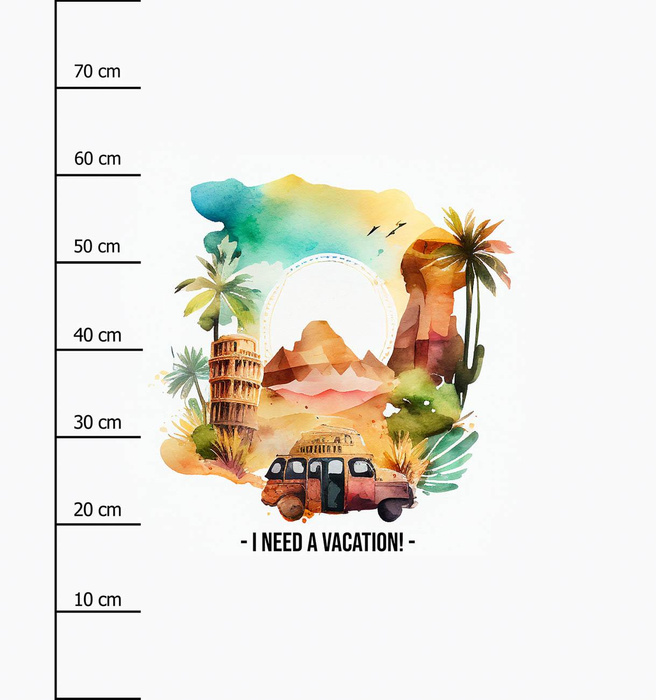 I NEED VACATION - panel (75cm x 80cm) Waterproof woven fabric